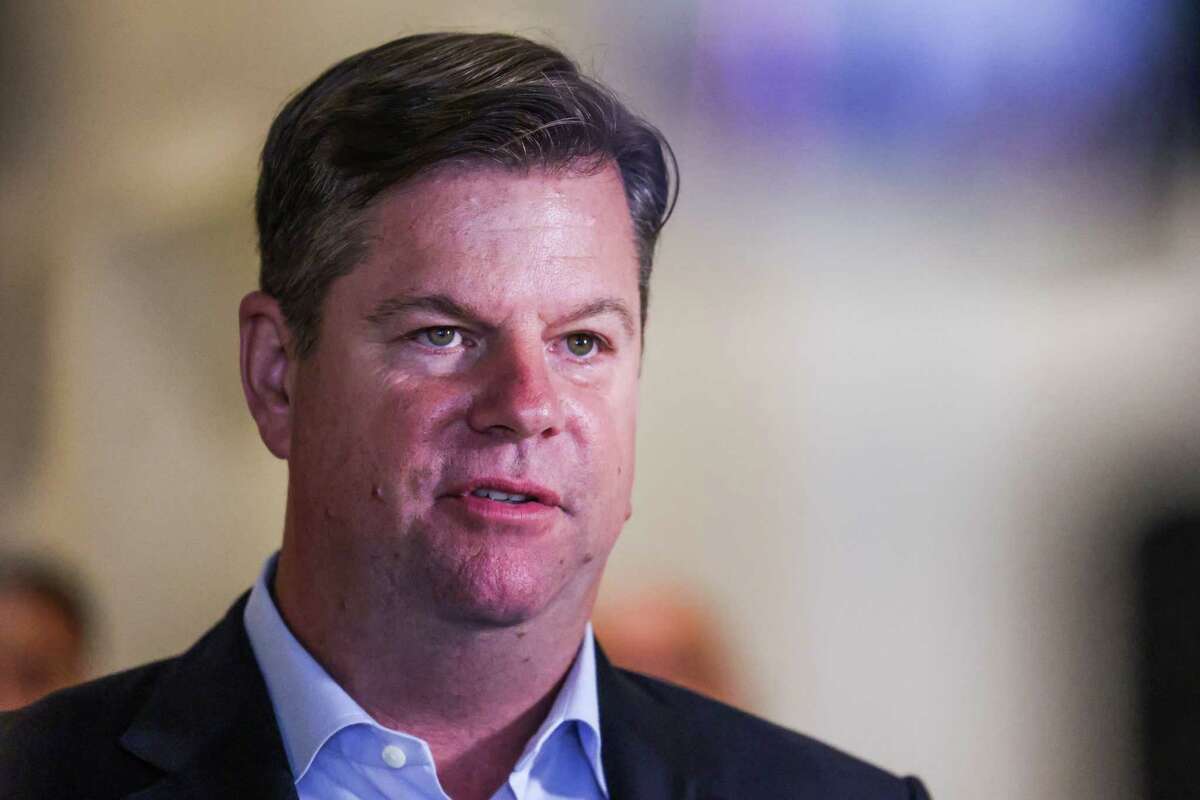 Mark Farrell, who is running for San Francisco Mayor, speaks about the economy and how to revive downtown during a press conference in a vacant building in San Francisco’s Union Square on Wednesday, July 17, 2024.