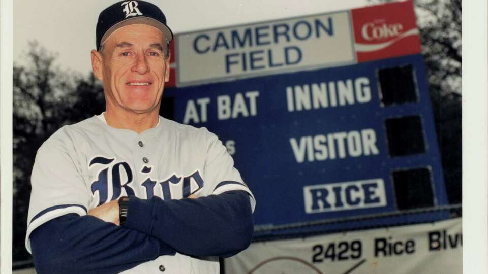 Rice baseball coach Wayne Graham at Cameron Field on the Rice campus.