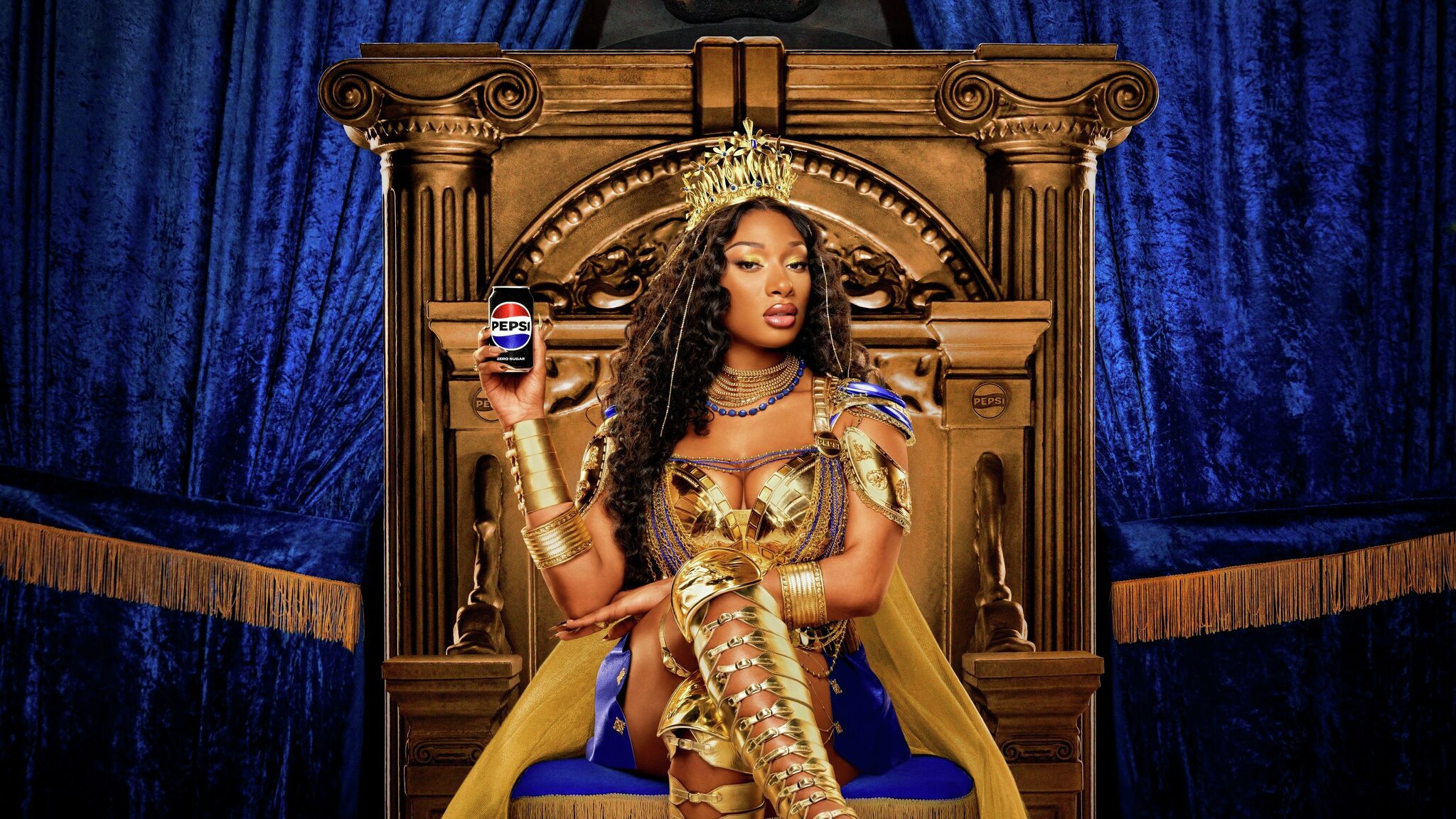 megan thee stallion gold dress follows Beyoncé in new 'Gladiator'-themed Pepsi ad WOMENS