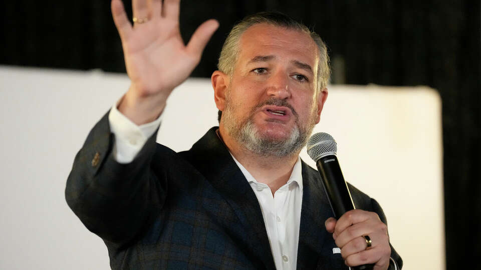 Senator Ted Cruz speaks as he hosted a law enforcement and public safety rally with law enforcement leaders at King's Bierhaus on Tuesday, Aug. 6, 2024, in Houston.