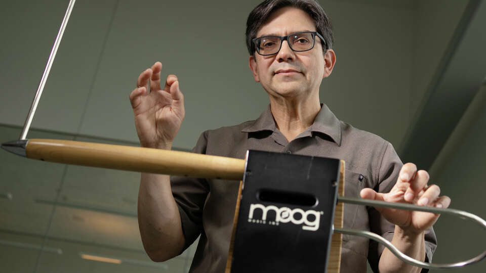 Thereminist Darryl Kubian with his theremin at the Houston Ballet on Tuesday, Sept. 3, 2024 in [[CITY]]. Kubian will be in the orchestra performing with the Houston Balletâ€™s Little Mermaid production.