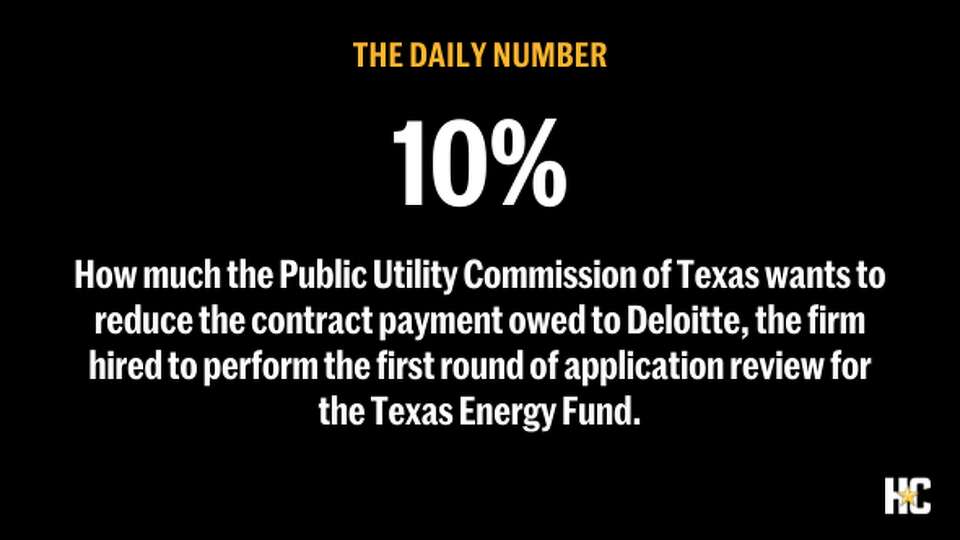 How much the Public Utility Commission of Texas wants to reduce the contract payment owed to Deloitte, the firm hired to perform the first round of application review for the Texas Energy Fund.