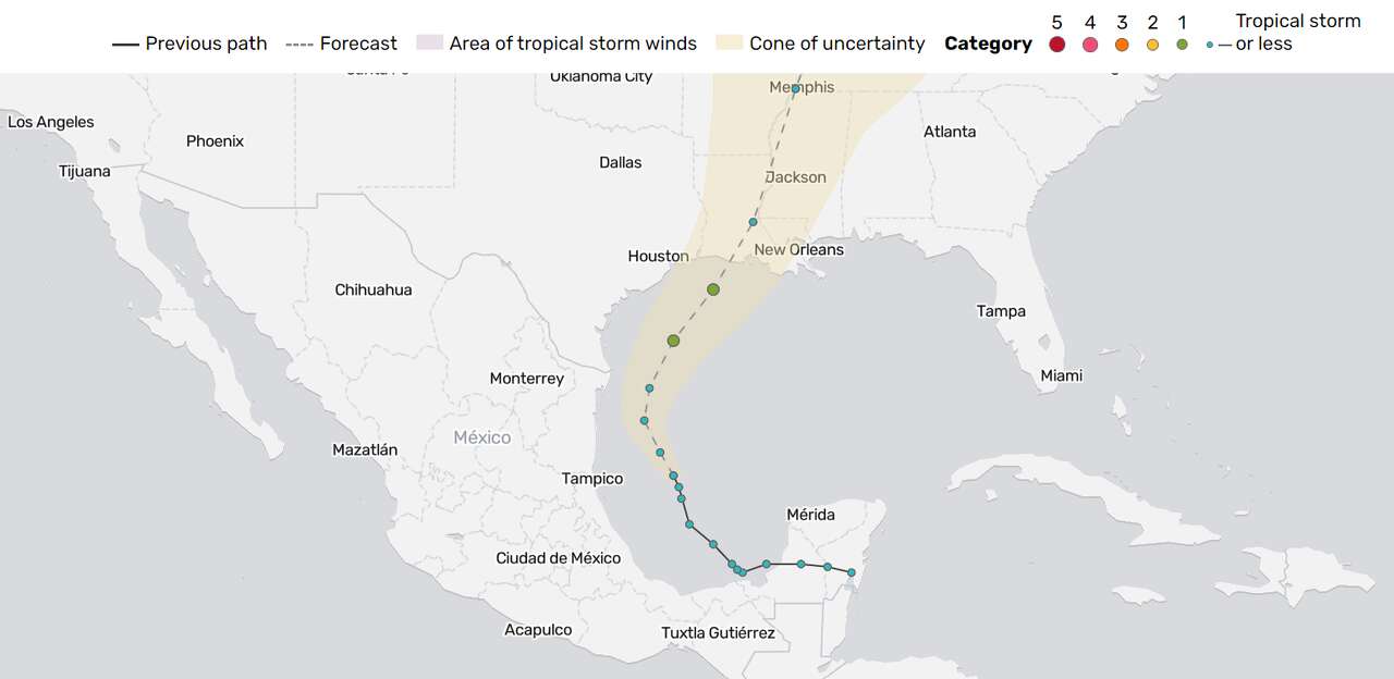 A screenshot of the Texas Hurricane and Tropical Storm Tracker on September 9, 2024.