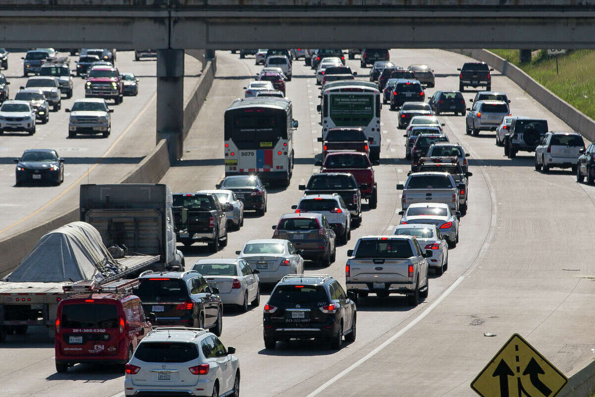 Cars merge towards Interstate 45 north of downtown Houston, Wednesday, June 12, 2019. The area could significantly change if current plans for redevelopment of Interstate 45 proceed as planned.