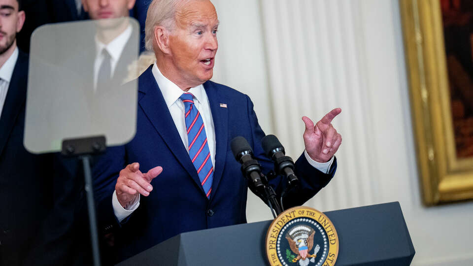 WASHINGTON, DC - SEPTEMBER 10: U.S. President Joe Biden speaks during a celebration of the 2023-2024 University of Connecticut Huskies Men's Basketball NCAA championship team in the East Room of the White House on September 10, 2024 in Washington, DC. The Huskies beat the Purdue Boilermakers 75-60 for their sixth NCAA Championship and their second championship in a row. (Photo by Andrew Harnik/Getty Images)