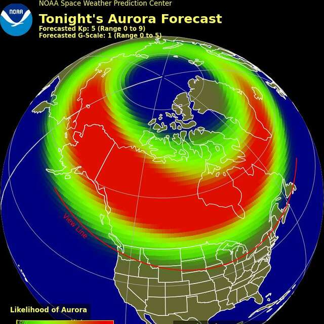 NOAA issues Sept. 16 view line map for the US northern lights