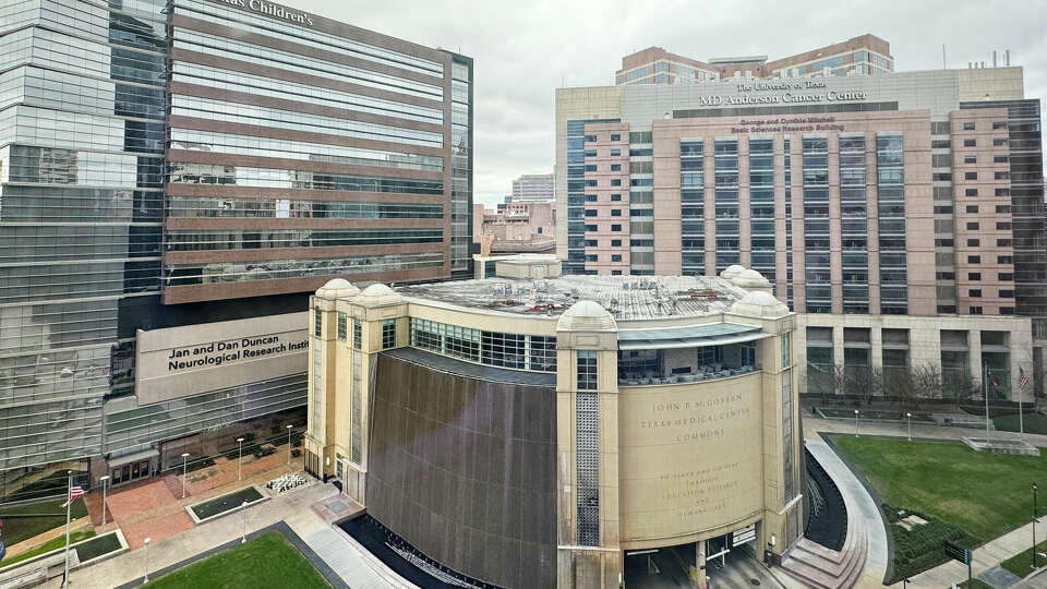 Texas Childrens Hospital, MD Anderson Cancer Center and the John P. McGovern Texas Medical Center Commons are seen, Wednesday, Feb. 7, 2024, in Houston.