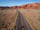 General aerial view of triathletes biking through Snow Canyon during the Ironman in St. George, Utah, on May 5, 2018.
