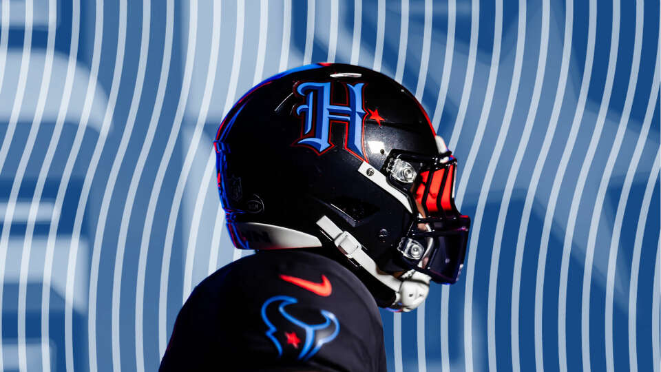 The Houston Texans unveiled four new uniforms Tuesday, April 23, 2024, including this all-blue option with an 'H-Town Blue' H on the helmet. The uniform option is part of the Texans redesign for the 2024 season.