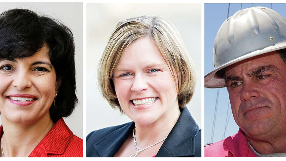 Railroad Commission candidates Christi Craddick, from left, Katherine Culbert and Hawk Dunlap.