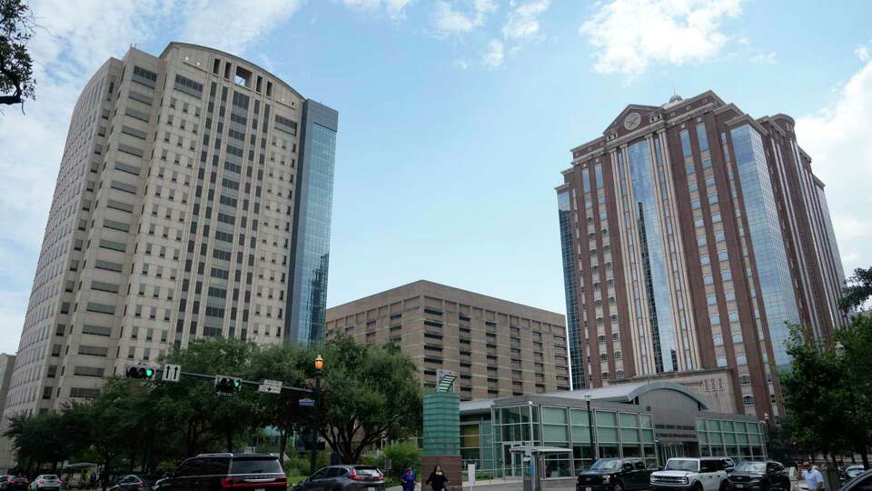 The Harris County Criminal Justice Center, 1201 Franklin St., left, and the Harris County Civil Courthouse, 201 Caroline St., are shown Wednesday, Sept. 25, 2024, in Houston.