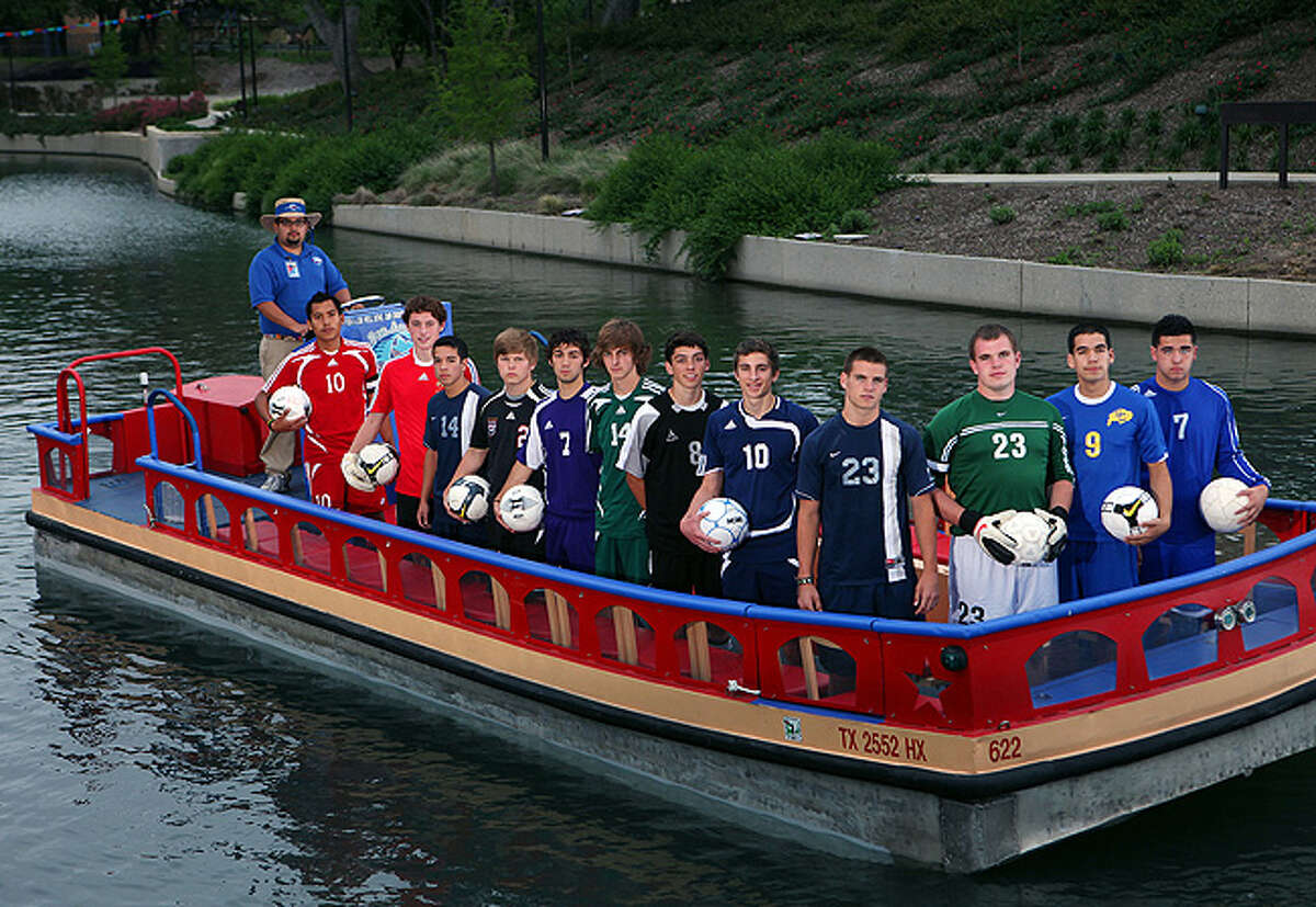 Super Team members (from left): Javier Soto of Lee, Daniel Snider of Reagan, Dean Luttrell of Boerne Champion, Kevin Rule of Churchill, Joe Van Hulle of Warren, J.W. Slauson of Reagan, Johnny Lawson of Clark, Brendan Langford of Central Catholic, Player of the Year David Bergien of Boerne Champion, Erik Hunsaker of Clemens, Mario Villegas of Clemens and Tanner McCarter of New Braunfels.