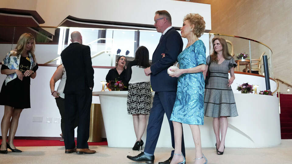 Margaret Alkek Williams, who donated $5 million toward the $60 million project, walks through the newly renovated Jones Hall, Wednesday, Sept. 25, 2024, in Houston. The renovation included a new grand lobby, updated green room and a new stage.