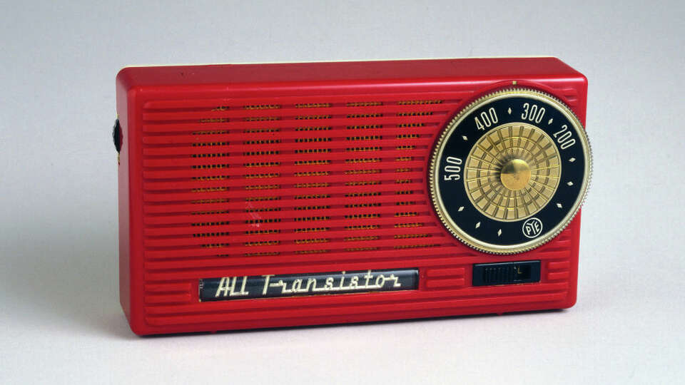 UNITED KINGDOM - DECEMBER 15: In 1948, William Shockley (1910-1989) invented the transistor, and in the 1950s, transistors began to replace thermionic valves in radio receivers, allowing much smaller, more affordable portable radios to be produced. This radio illustrates the trend towards smaller radios and an altogether more casual attitude to sound broadcasting than had existed in earlier decades. (Photo by SSPL/Getty Images)