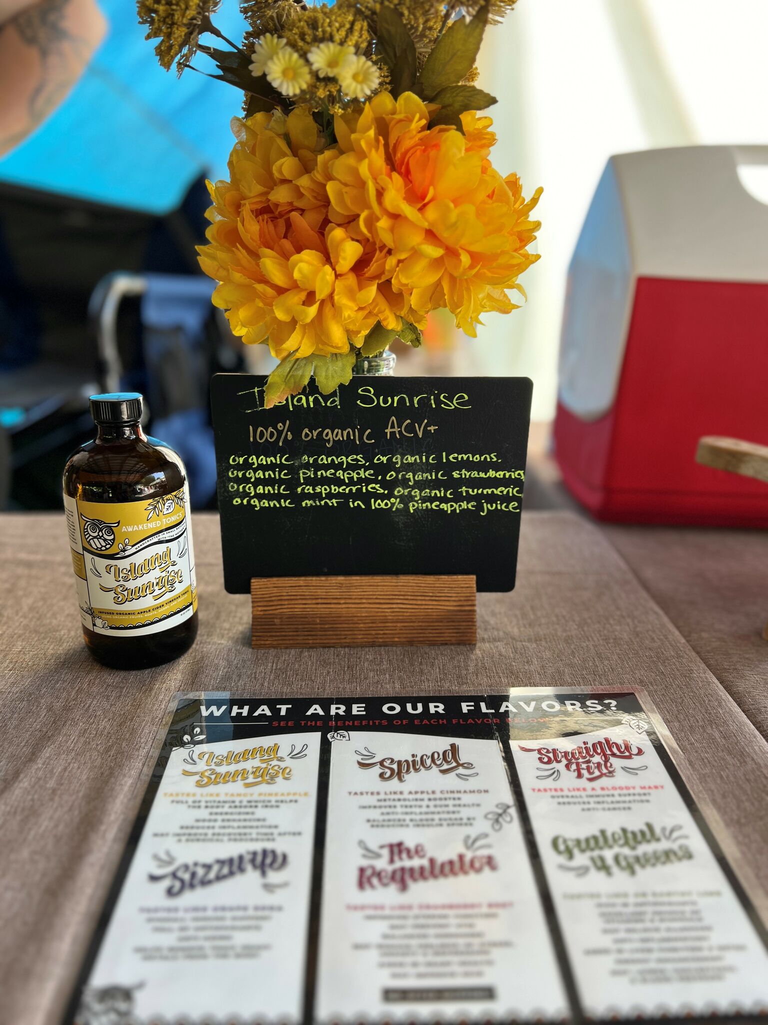 Awakened Tonics with health benefits at the Saratoga Farmers' Market