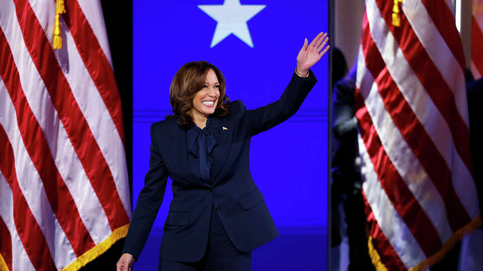 Democratic presidential nominee Vice President Kamala Harris speaks during the Democratic National Convention Thursday, Aug. 22, 2024, in Chicago.