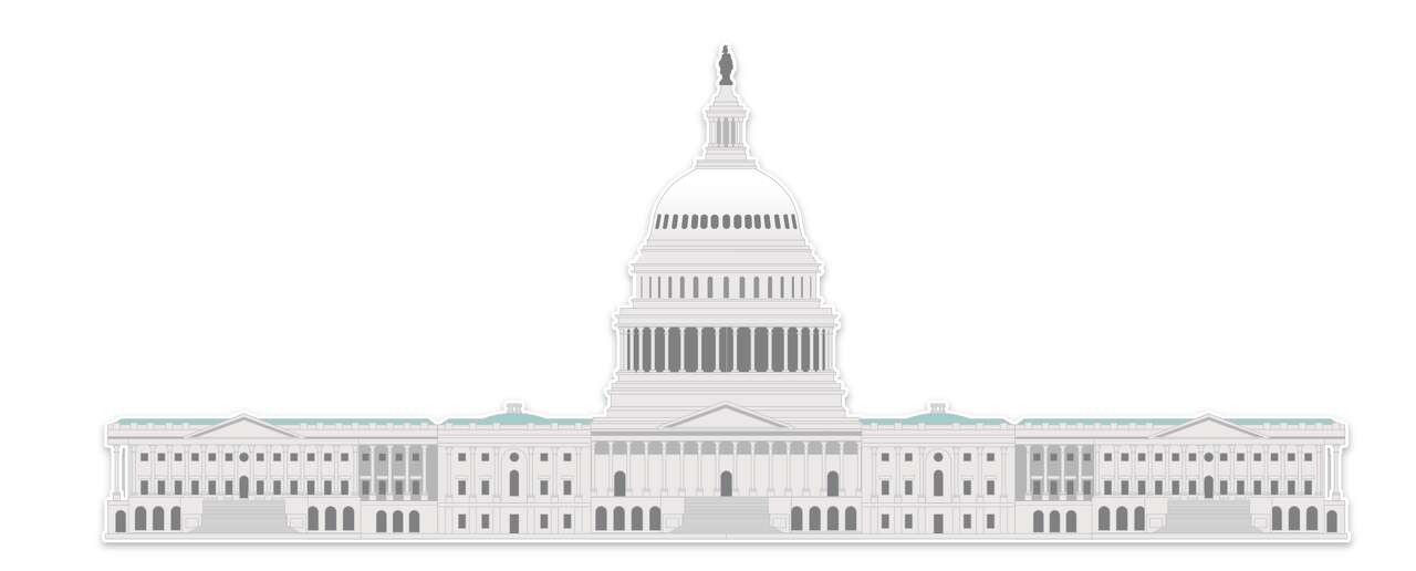 A drawing of the US Capitol building. 