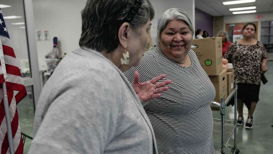 Senior Specialist Diana Vialobos, 58, who serves a community of seniors at Denver Harbor Community Center, one of the several activities offered in an effort to combat loneliness and to provide resources like fresh food, is photographed on Tuesday, Oct. 1, 2024 in Houston.