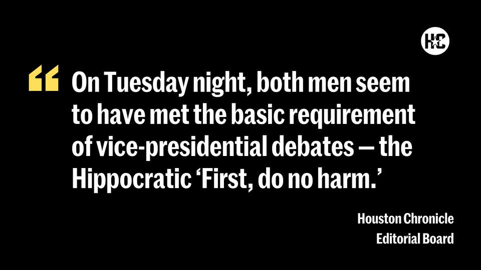 On Tuesday night, both men seem to have met the basic requirement of vice-presidential debates — the Hippocratic “First, do no harm.”