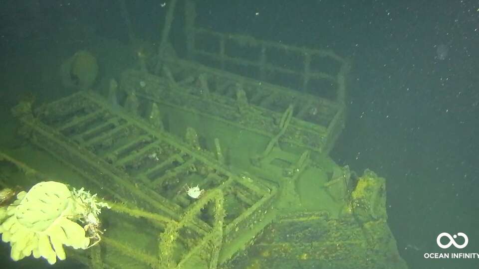 An image of the stern of the USS Stewart, discovered in August by Ocean Infinity off the Bodega Bay coast.