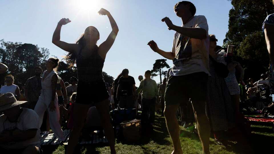 Festival goers dance to Mavis Staples set at Hardly Strictly Bluegrass, a free music festival in Golden Gate Park in San Francisco. October 5, 2024.