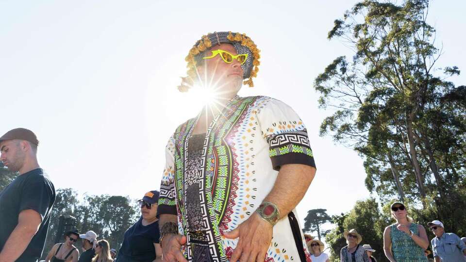 A festival goer dances to Mavis Staples set at Hardly Strictly Bluegrass, a free music festival in Golden Gate Park in San Francisco. October 5, 2024.