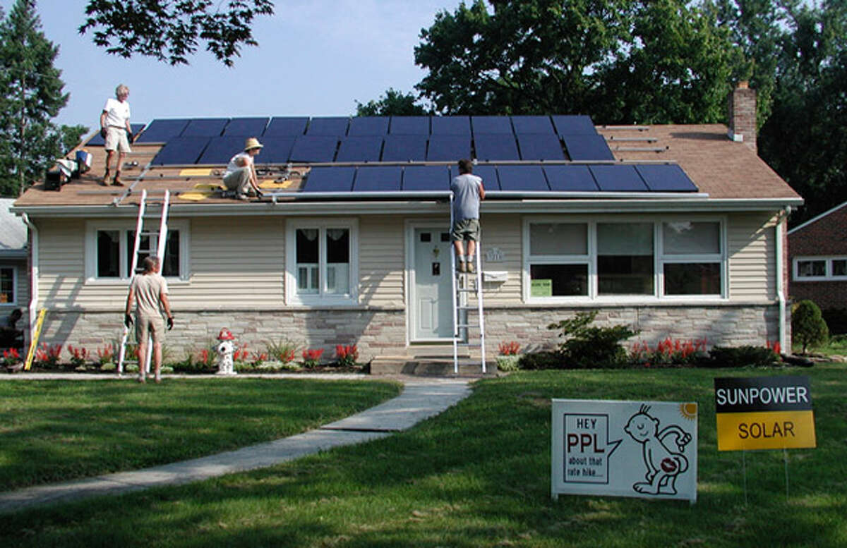 Solar panels are installed on the Harrisburg, Pa., home of Tami and Randy Wilson. When their utility company announced a 30 to 40 percent rate increase, the Wilsons installed solar panels which provided their 1,500 square foot ranch home with all of its needs. Between the monthly utility savings, government subsidies, solar renewable energy certificates and carbon credits, the Wilson's expect to pay off their $58,000 solar system in six years.