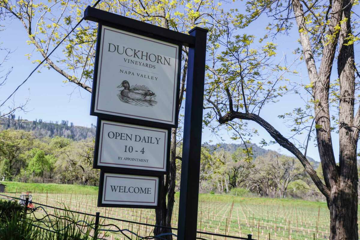 Duckhorn winery can be seen along Lodi Lane in St. Helena, Calif. on Monday, April 8, 2024. Residents that live along Lodi Lane in Napa Valley are protesting a pair of development projects that bookend the road from two of wine’s biggest corporations.