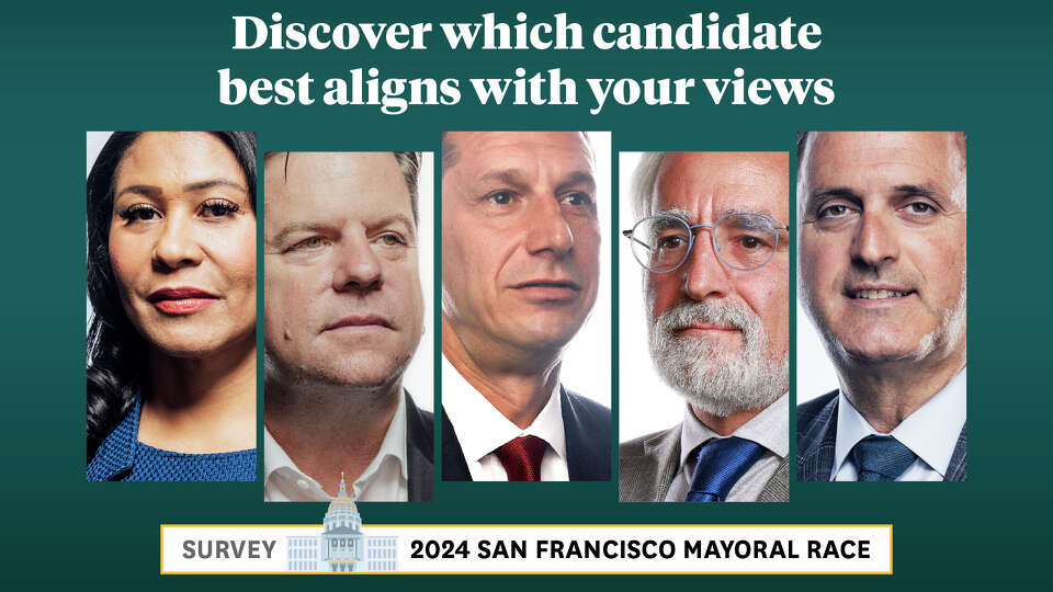 To help San Franciscans choose how to cast their votes, the Chronicle is launching Vote Compass, a free, award-winning interactive tool developed by political scientists that lets you compare your views on vital policy issues to the leading candidates for mayor, including incumbent Mayor London Breed, former appointed mayor Mark Farrell, Board of Supervisors President Aaron Peskin, Levi’s heir and non-profit leader Daniel Lurie, and District 11 Supervisor Ahsha Safaí.