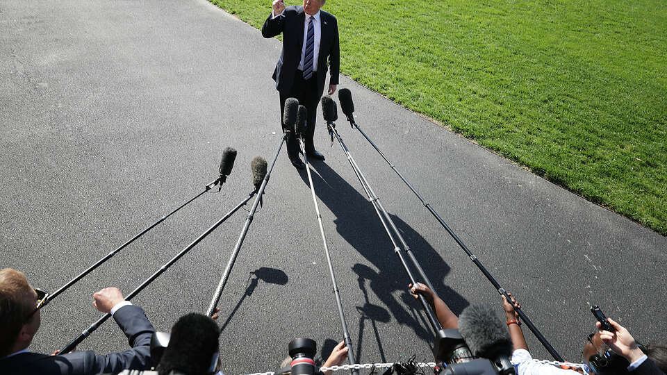 U.S. President Donald Trump speaks to the news media at the White House May 25, 2018 in Washington, DC. 