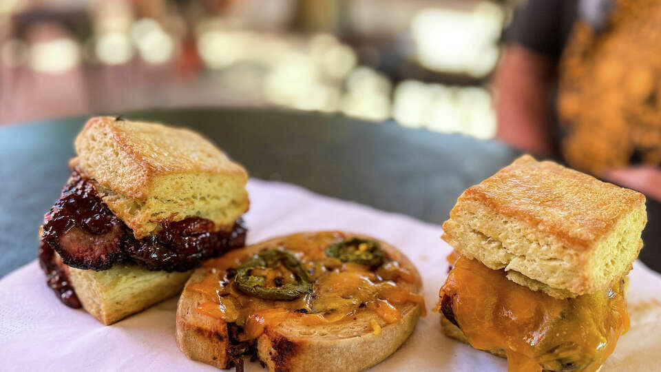 Brisket biscuit, pinwheel and brisket and cheddar biscuit at Briscuits food truck in Austin 