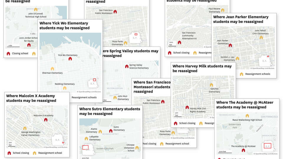 Maps of San Francisco school closures and their reassignments