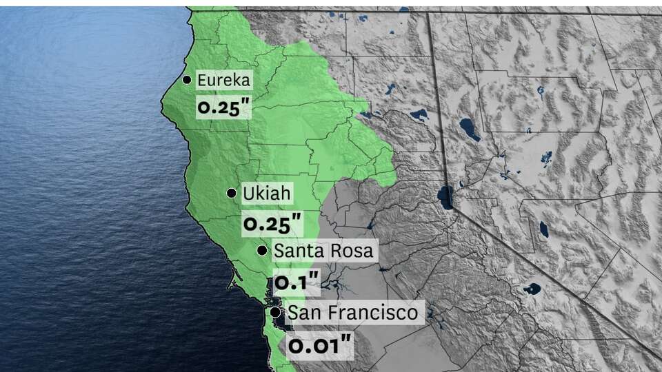 Light rain is expected along the Northern California coast Friday night through midafternoon Saturday as a weak weather system clips the region.