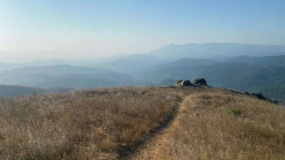 Smoky view of Mount?Tamalpais (Marin County) looking south from the top of?Loma Alta above Fairfax. Thursday, Sept. 21, 2023 (9:30 a.m.)