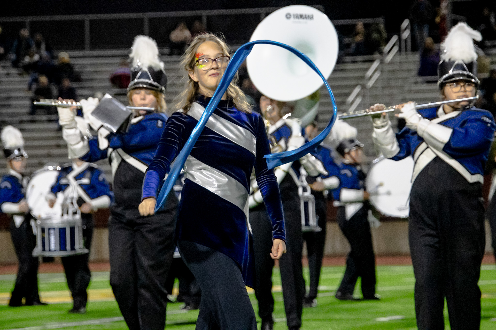 Local high school marching bands perform at festival