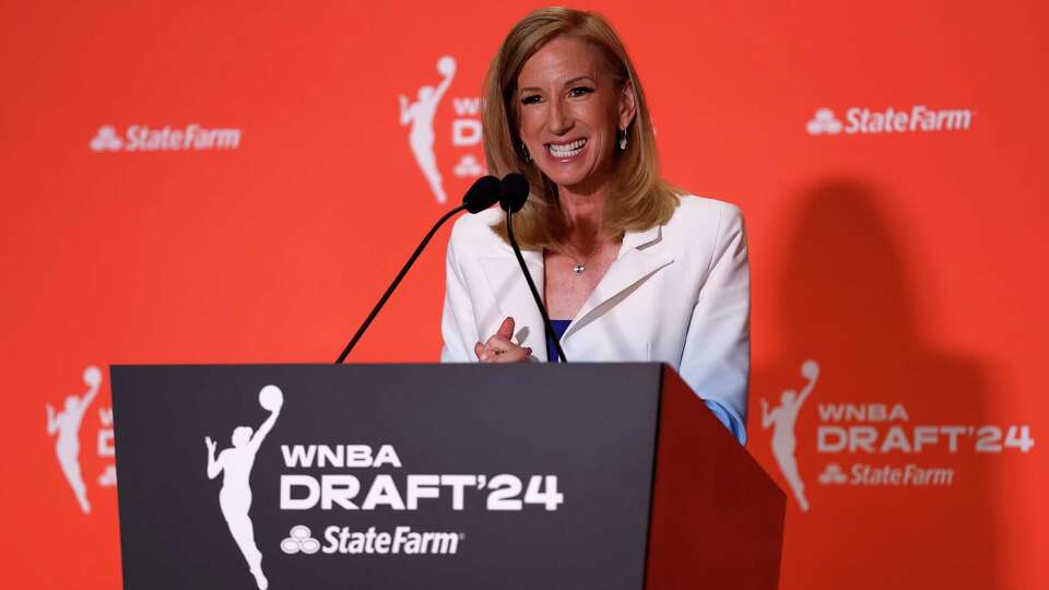 WNBA Commissioner Cathy Engelbert speaks prior to the 2024 WNBA Draft at Brooklyn Academy of Music on April 15, 2024, in New York.