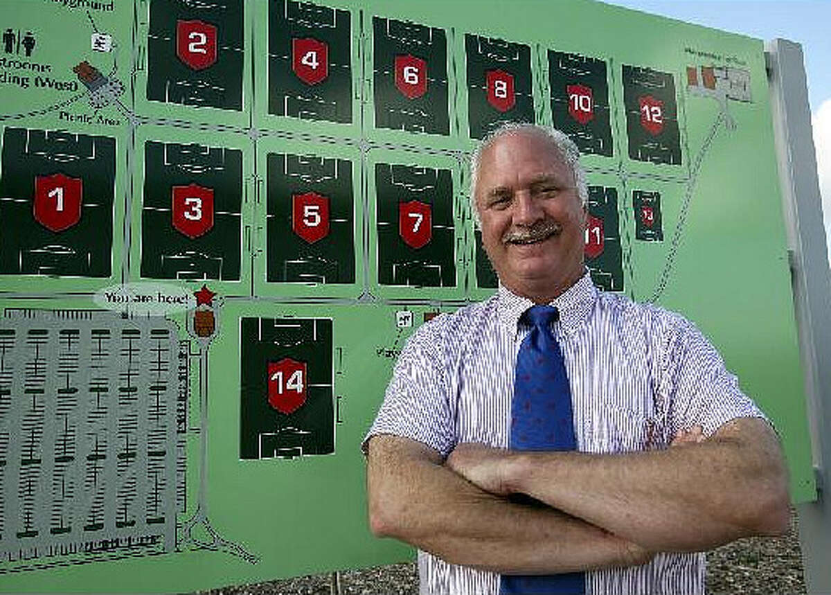 George Block, director for amateur sports facilities for the Bexar County Community Venues Program, visits the STAR Soccer Complex on Tuesday.