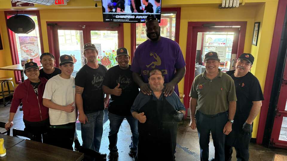 Shaquille O'Neal visited Jax Grill in Houston on Monday. 