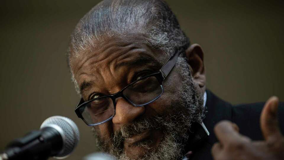 Reverend Arnold Townsend, vice president of the San Francisco NAACP, speaks during a rally outside San Francisco Unified School District office calling for the resignation of Commissioner Ann Hsu in San Francisco, Calif. Tuesday, Aug. 2, 2022. Hsu, who was appointed by Mayor London Breed following June’s recall election, has been criticized over racist remarks made towards Black and brown parents in the district as the board prepares to hold a special meeting Tuesday to determine whether to admonish her. Hsu has since apologized.