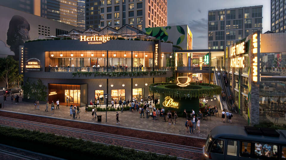 A rendering of what the former Forever 21 building, located in the GreenStreet mixed-use project in downtown Houston, could look like after a new management company revamps the GreenStreet. 