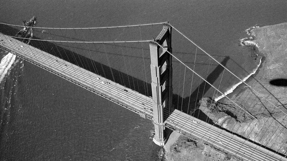 June 12, 1975: Aerial photos from the Goodyear Blimp taken by Chronicle photographer Terry Schmitt passed over the Golden Gate Bridge and included images of the Sunset District.