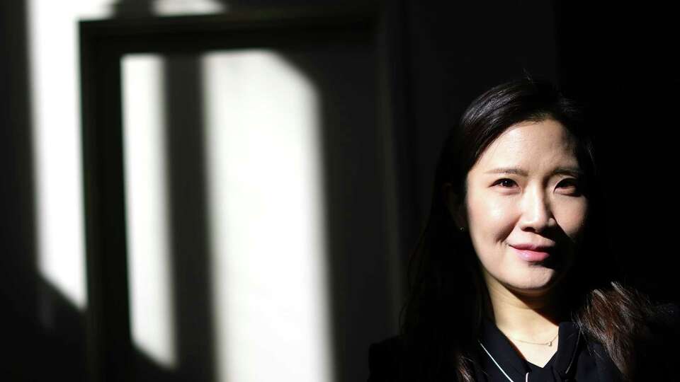 SF Opera Music Director Eun Sun Kim in her office at War Memorial Opera House in San Francisco on Thursday, October 26, 2023.