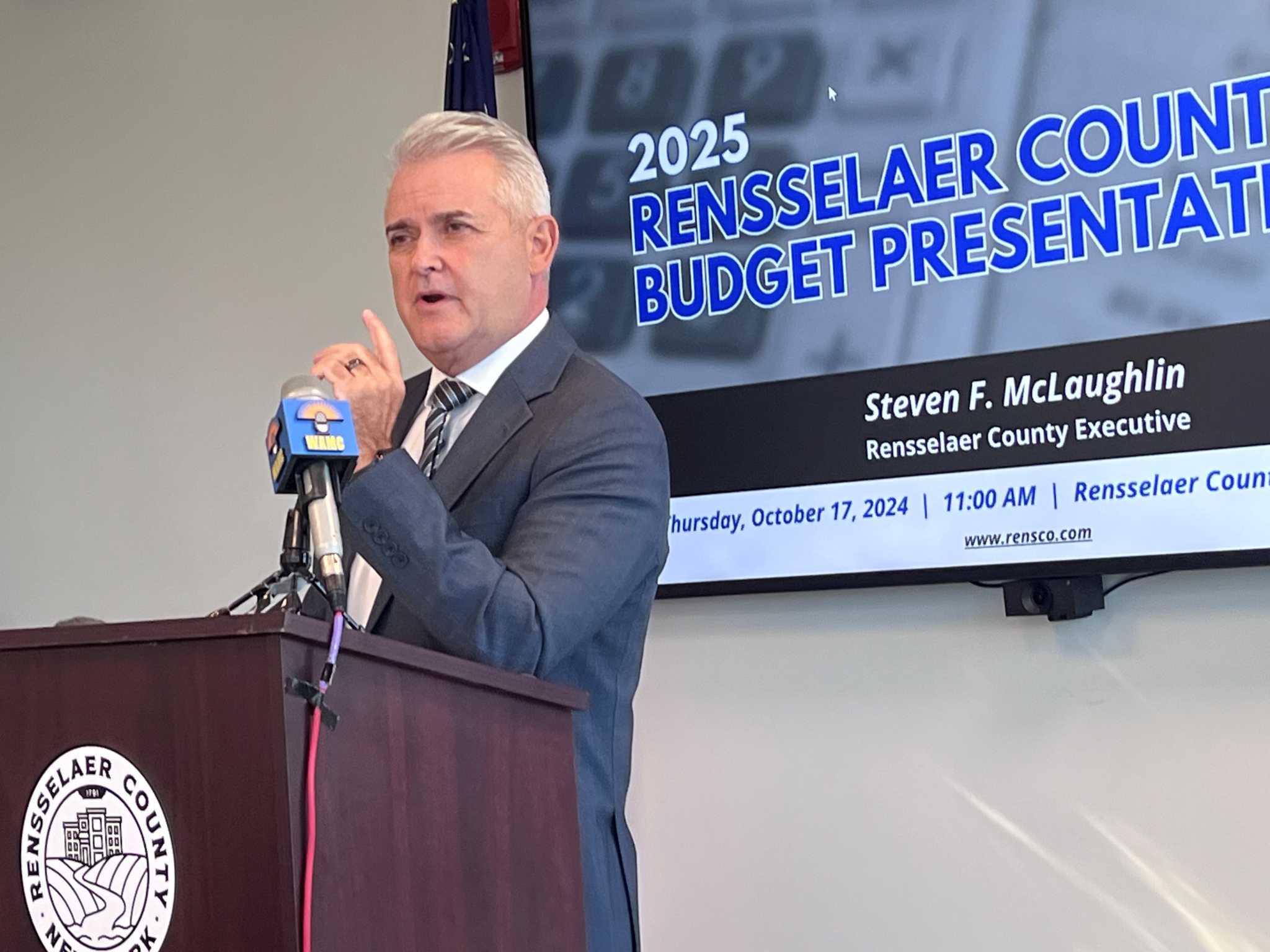 Rensselaer County Executive Steve McLaughlin's budget cuts taxes