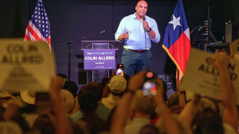 U.S. Senate Democratic candidate Colin Allred speaks during a campaign rally at Tulips FTW, Saturday, Oct. 5, 2024, in Fort Worth.