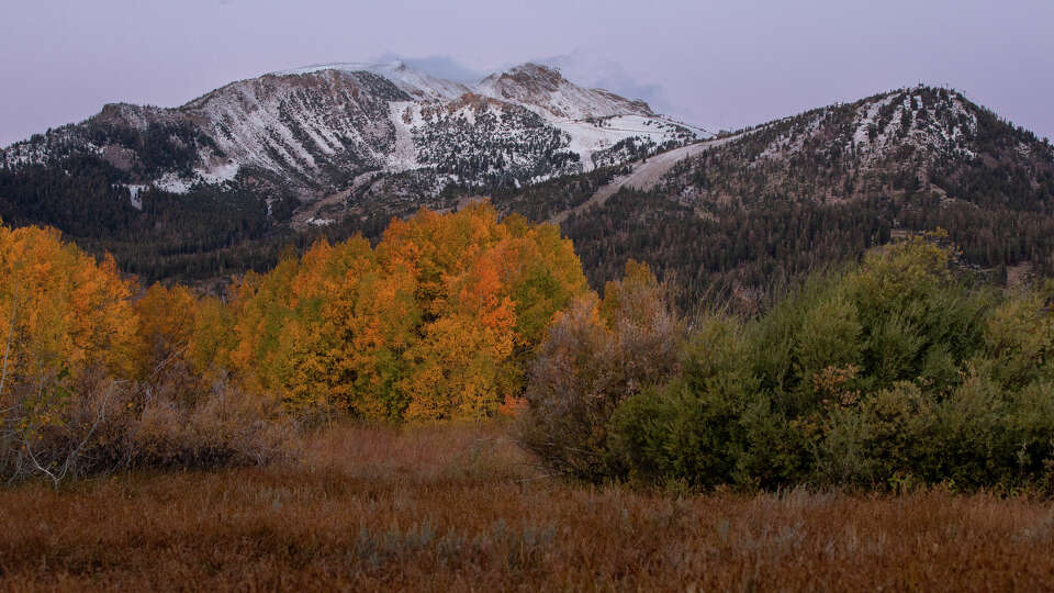 Snow shown on the top of Mammoth Mountain on October 17. Residents in Northern California were excited Thursday afternoon as snow began to fall in parts of Nevada County. 