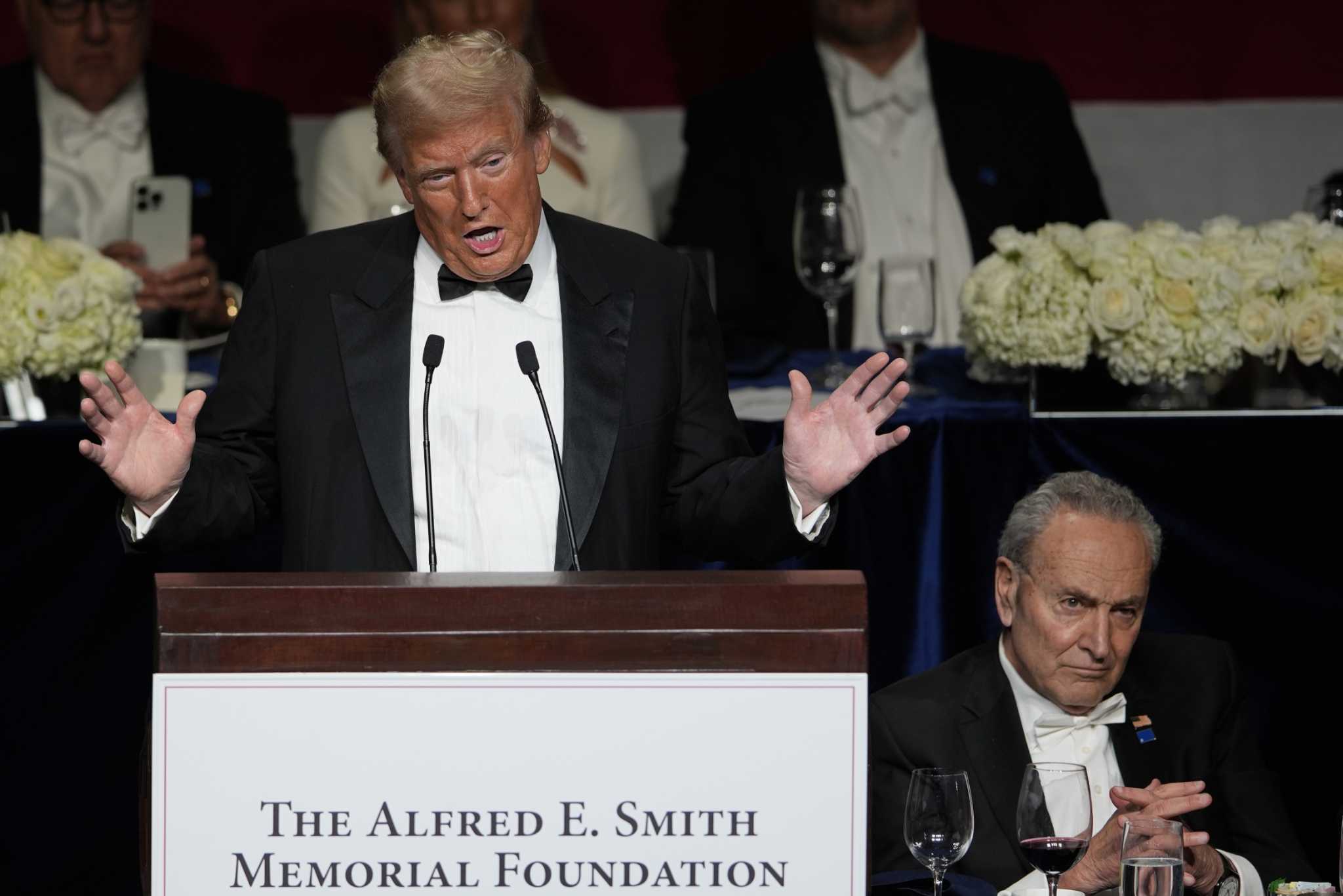 Trump delivers a pointed and at times bitter speech at Al Smith charity