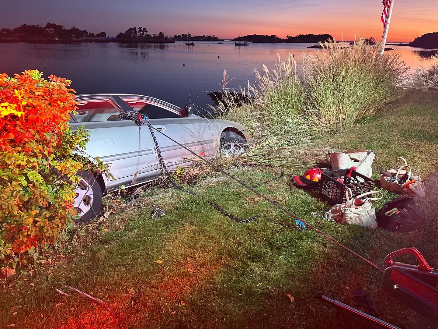 Branford firefighters rescue driver who crashed into seawall
