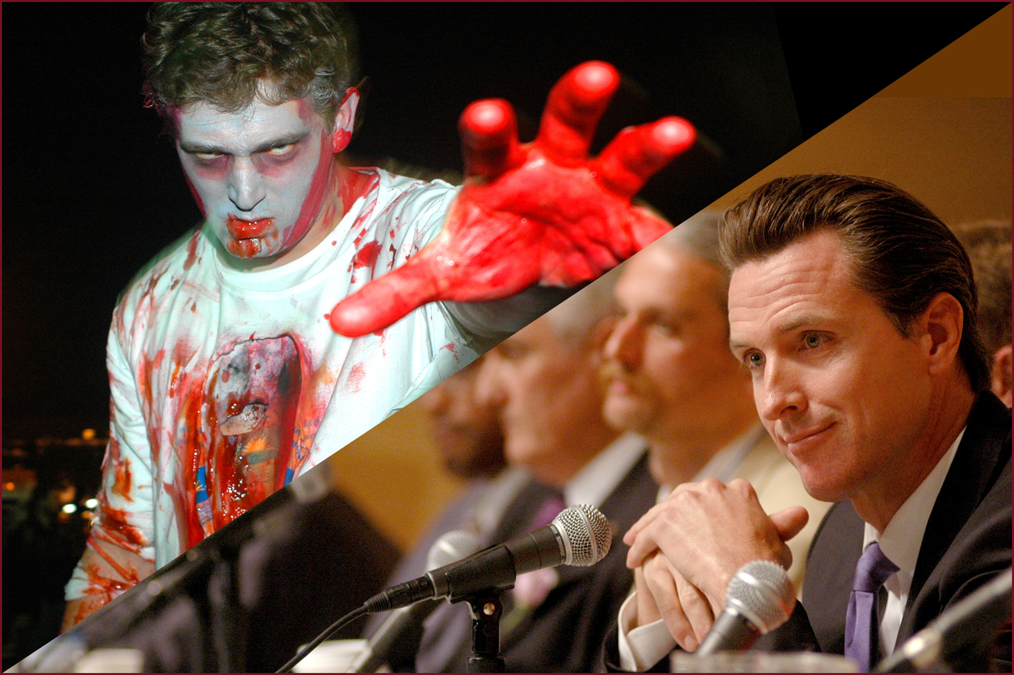 Naked yoga and a zombie mob: A look back at Newsom's weirdest election