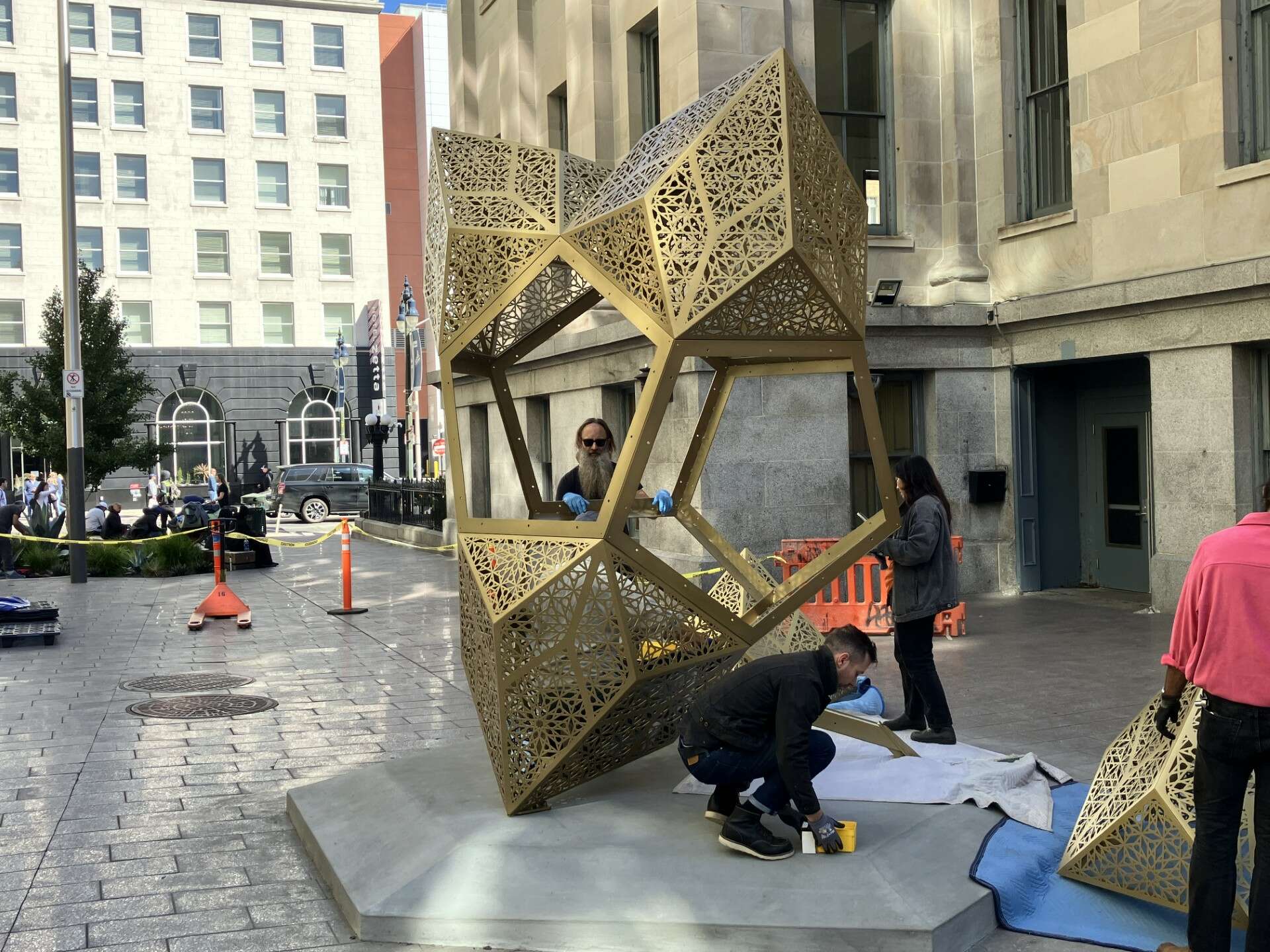 One-ton 'exploding star' sculpture installed next to S.F.'s Old Mint