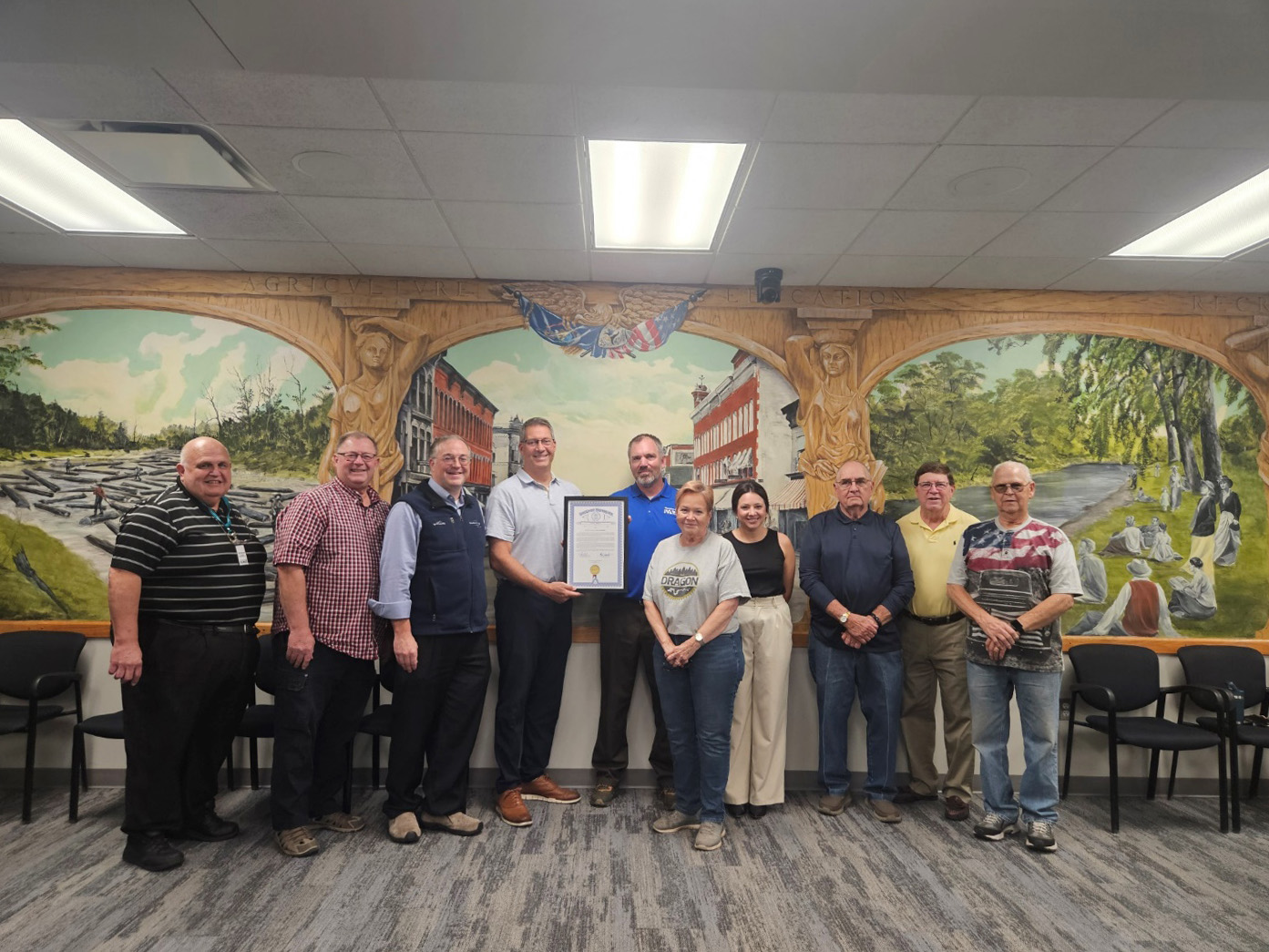 Bill Routley Tom Kunse presents award to Mecosta County Parks Commission